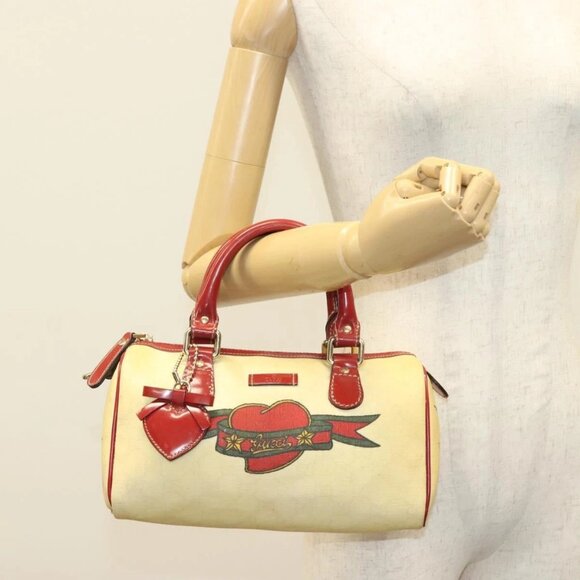 GUCCI GG Supreme Hand Bag PVC Beige Gold 190257 Auth 139458 - Picture 1 of 15
